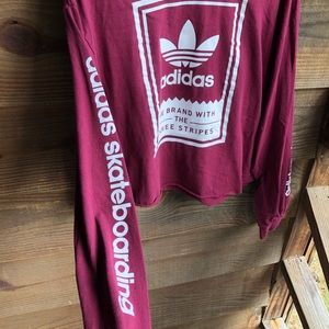 Maroon Cropped ADIDAS skateboarding Longsleeve Tee